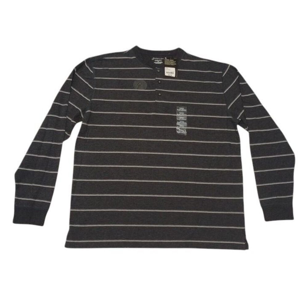 St John's Bay Men's Large Shirt Sueded Henley‎ NEW WITH TAGS Long Sleeve Gray